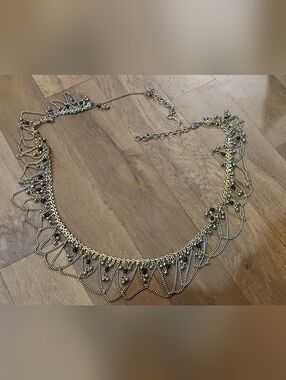 gold boho chain belt w/ bells & black beads